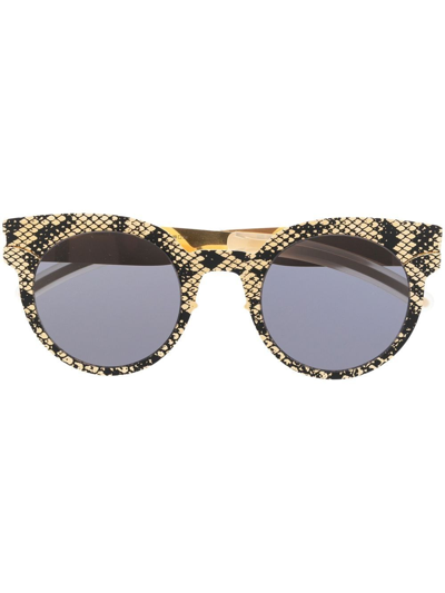 Mykita Python Round-frame Sunglasses In Gold