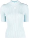 Courrèges High-neck Rib-knit Top In Sky