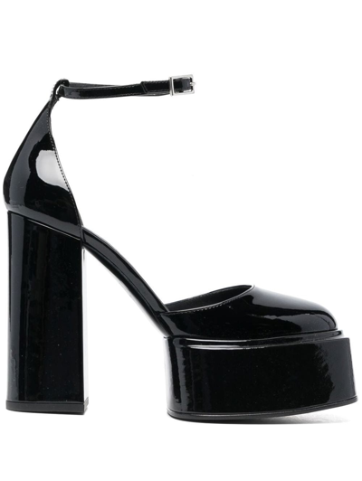 3juin 115mm Platform Leather Pumps In Black