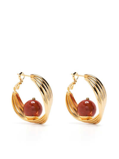 D'estree Pearl-detail Twisted Hoop Earrings In 602 Burgundy