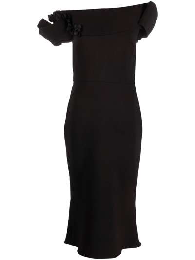 Marchesa Stretch Crepe Cocktail Dress In Black