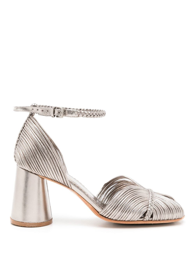 Sarah Chofakian Twiggy Metallic-effect Sandals In Silver