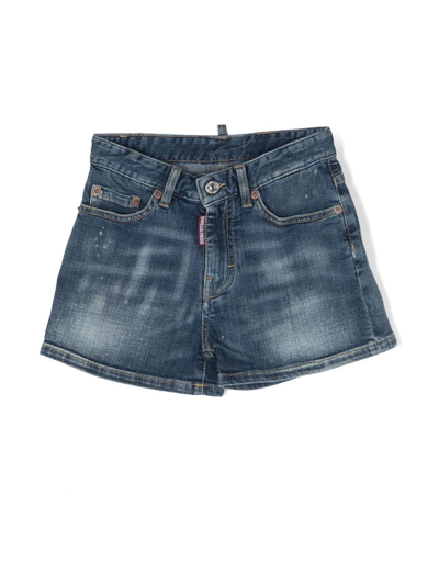 Dsquared2 Kids' 五口袋牛仔短裤 In Blue