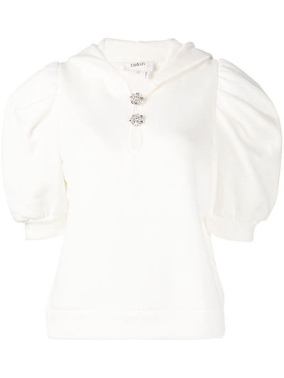 Ba&sh Dylia Short Sleeve Hooded Sweatshirt In White