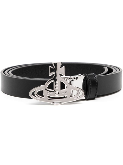 Vivienne Westwood Orb-buckle Leather Belt In Black