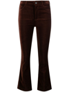 Paige Claudine Velvet Ankle Flare Pants In Brown