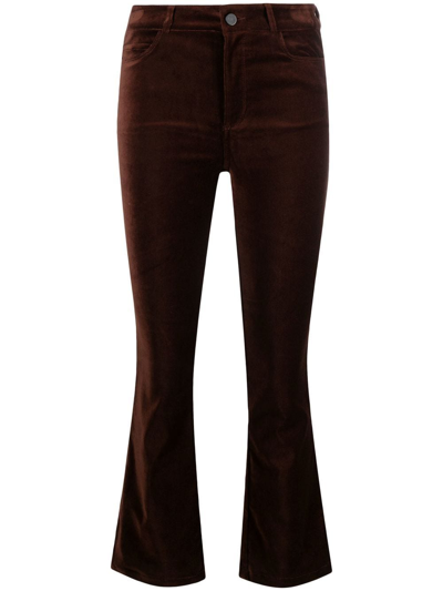 Paige Flared Cropped Trousers In Brown
