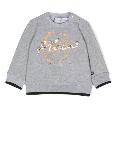 Philipp Plein Junior Babies' Logo-print Cotton Sweatshirt In Grey