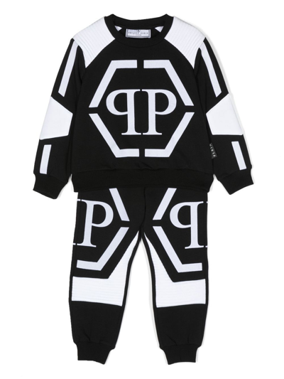 Philipp Plein Junior Kids' Panelled Tracksuit Set In Black