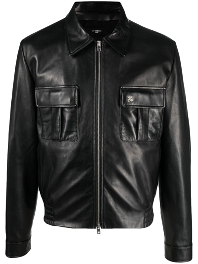 Amiri Classic-collar Leather Jacket In Black