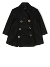 Versace Double-breasted Button Coat In Black