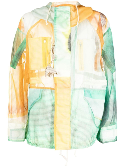 Bed J.w. Ford Colour-block Hooded Parka Jacket In White