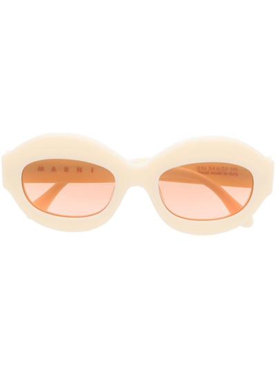 Marni Eyewear 01u Oval-frame Sunglasses In Neutrals