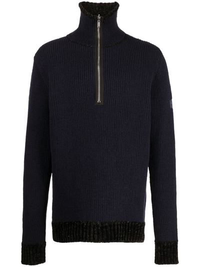 Raf Simons Half-zip Jumper In Blue