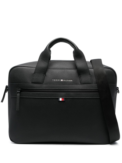 Tommy Hilfiger Logo-plaque Laptop Bag In Black