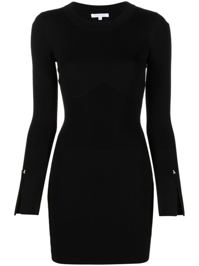 Patrizia Pepe Logo Plaque Perforated Bodycon Dress In Black