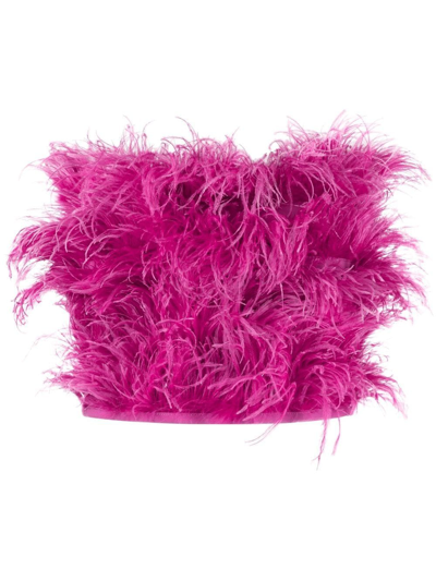 Patrizia Pepe Feather Cropped Top In Rosa