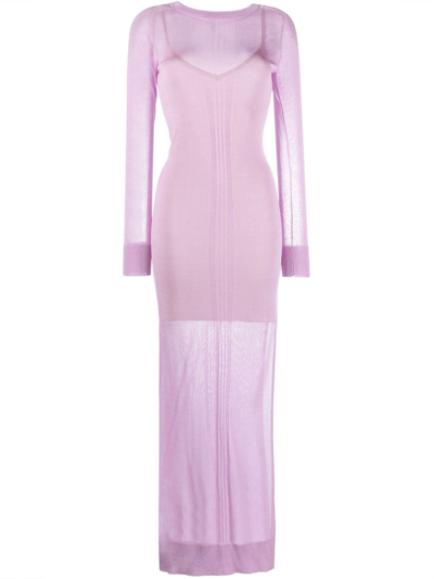 Patrizia Pepe Fine-knit Maxi Dress In Purple