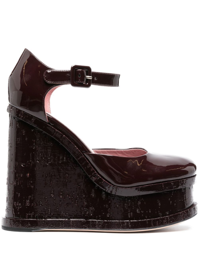 Haus Of Honey Lacquer Doll Mary Jane Wedge Sandals In Red