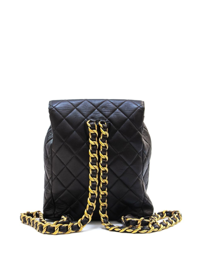 Pre-owned Chanel 1993 Duma Diamond-quilted Backpack In Black