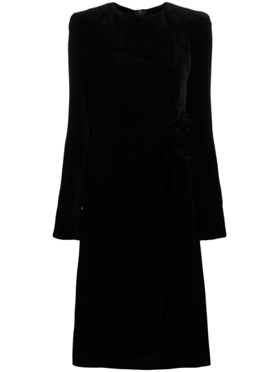 Ermanno Scervino Gathered Velvet Dress In Black