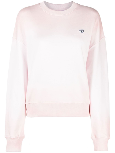 Chiara Ferragni Eyelike-patch Crew Neck Sweatshirt In Pink