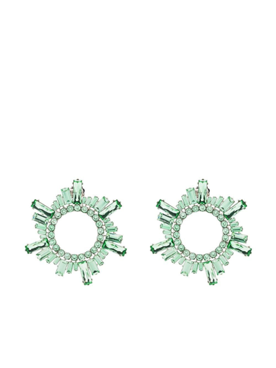 Amina Muaddi Begum Crystal-embellished Earrings In Silver Base / Chrysolite