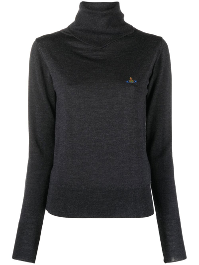 Vivienne Westwood Logo-embroidered Roll Neck Jumper In Black