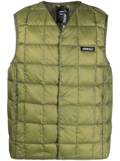 Gramicci Quilted Feather-down Gilet In Green