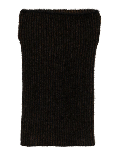 Uma Wang Rib-knit Snood Scarf In Mstard/black