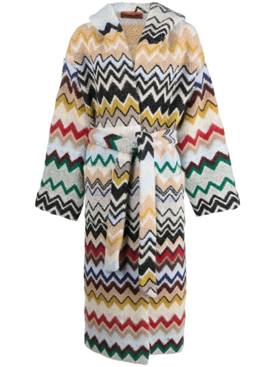 Missoni Zig-zag Belted Cardigan In Neutrals