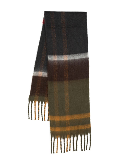 Barbour Tartan Fringed Scarf In Green