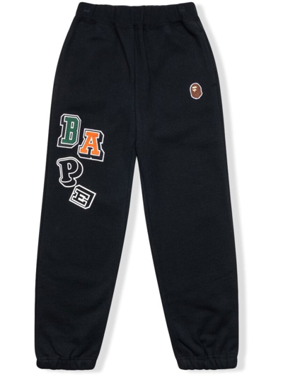 A Bathing Ape Kids' Multi Font Track Pants In Black