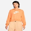 Nike Women's  Sportswear Club Fleece Oversized Crop Graphic Hoodie In Orange Trance/heather/white