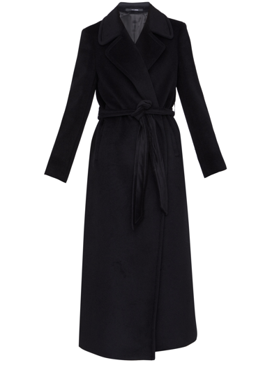 Tagliatore Belted Coat With Revers In Black