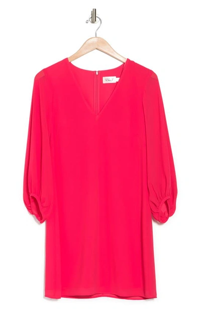 Eliza J V-neck Chiffon Shift Dress In Cherry
