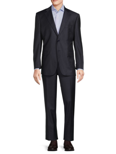 Saks Fifth Avenue Men's Classic Fit Pinstripe Wool Suit In Navy