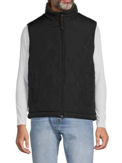 Andrew Marc Men's Buchman Faux Shearling Puffer Vest In Black