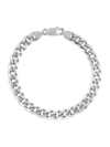 SAKS FIFTH AVENUE MADE IN ITALY MEN'S STERLING SILVER FLAT CURB CHAIN BRACELET