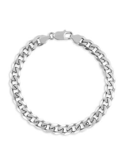 Saks Fifth Avenue Made In Italy Men's Sterling Silver Flat Curb Chain Bracelet