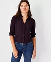 Ann Taylor Petite Essential Shirt In Deep Purple Onyx