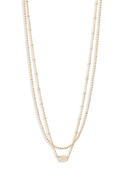 Kendra Scott Emilie Multistrand Pendant Necklace In Gold Iridescent Drusy