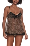 Black Bow 'ruffles Galore' Underwire Chemise & Hipster Briefs In Prowl