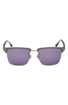 Tom Ford Hudson 55mm Square Sunglasses In Light Ruthenium/ Blue