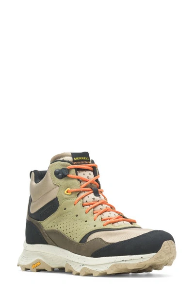 Merrell Speed Solo Mid Waterproof High Top Hiking Trainer In Clay/ Olive