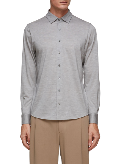 Equil Long Sleeve Spread Collar Tech Wool Shirt In Grey