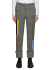 Thom Browne Flat Front Patchwork Detail Prince Of Wales Motif Wool Pants In Black