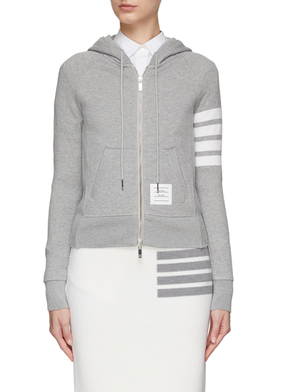 Thom Browne Engineered 4 Bar Classic Loopback Zip Hoodie In Grey