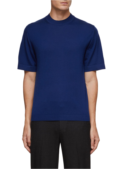 Dreyden Cashmere Knit Loose Fit Crewneck T-shirt In Blue