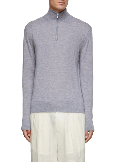 Dreyden Cashmere Knit High Neck Sweater In Grey